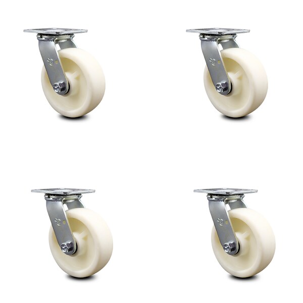 6 Inch Nylon Swivel Caster Set with Roller Bearing and Swivel Lock SCC